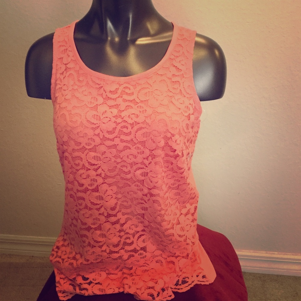 NY and Company Coral Lace‎ Sleeveless Top NEW